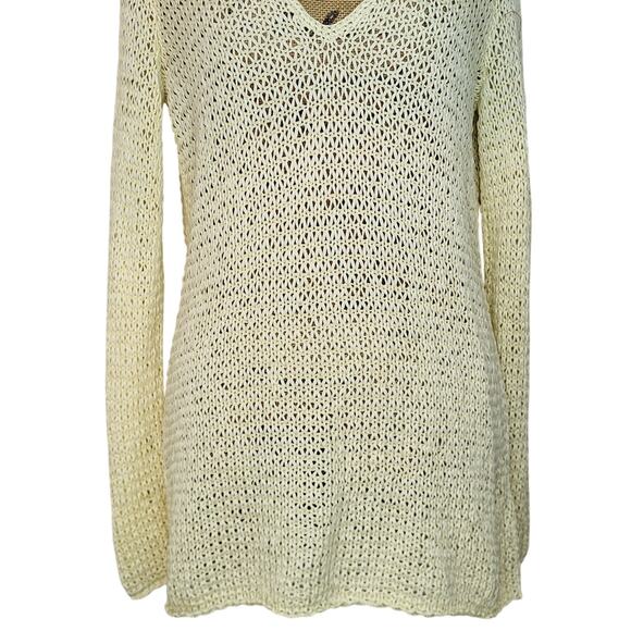 J. Jill Shiny Soft Butter Loose Weave V-Neck Tunic Cotton Blend Sweater Size Lg - Picture 4 of 8